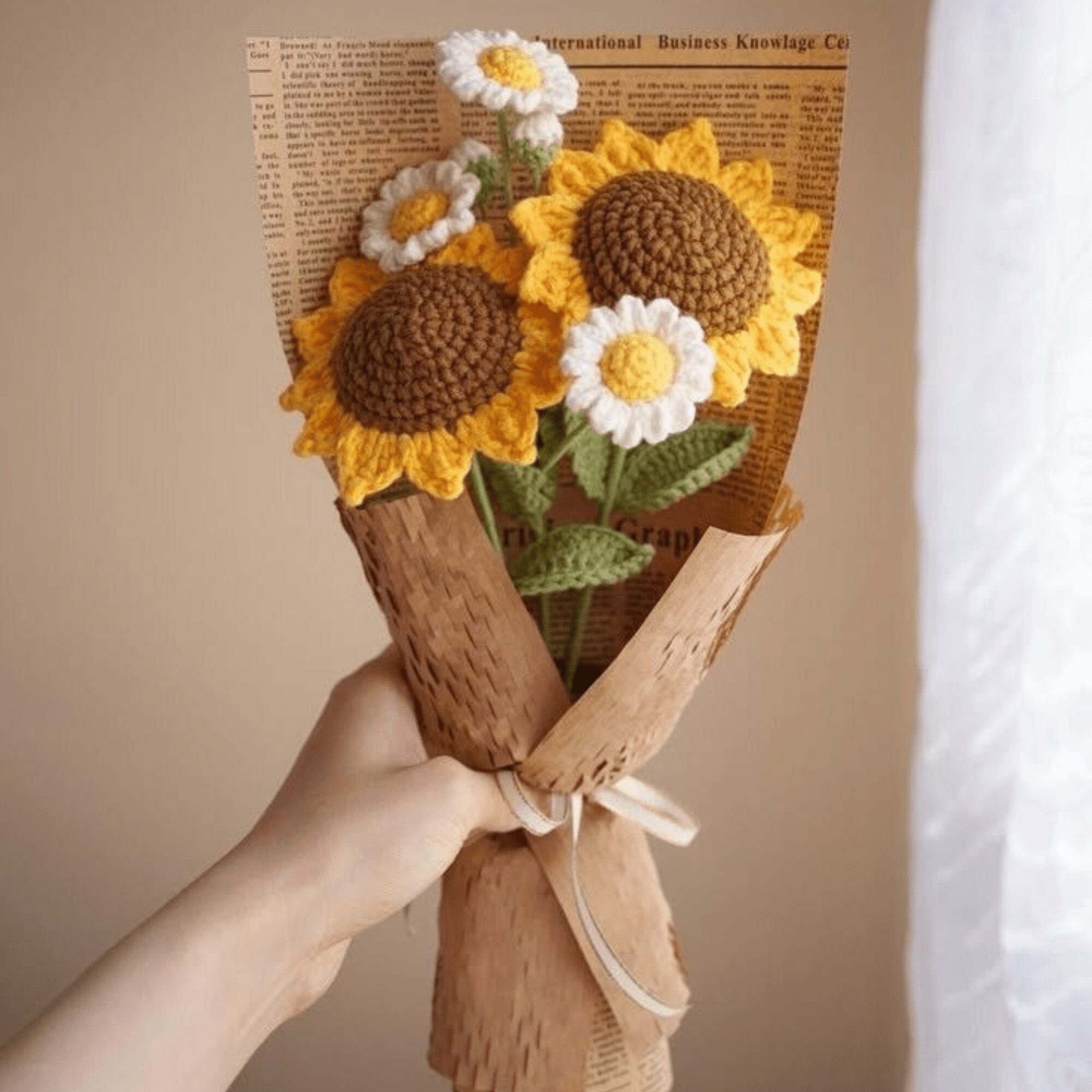 Crochet Sunflower & Daisy Bouquet – Handmade Everlasting Floral Gift