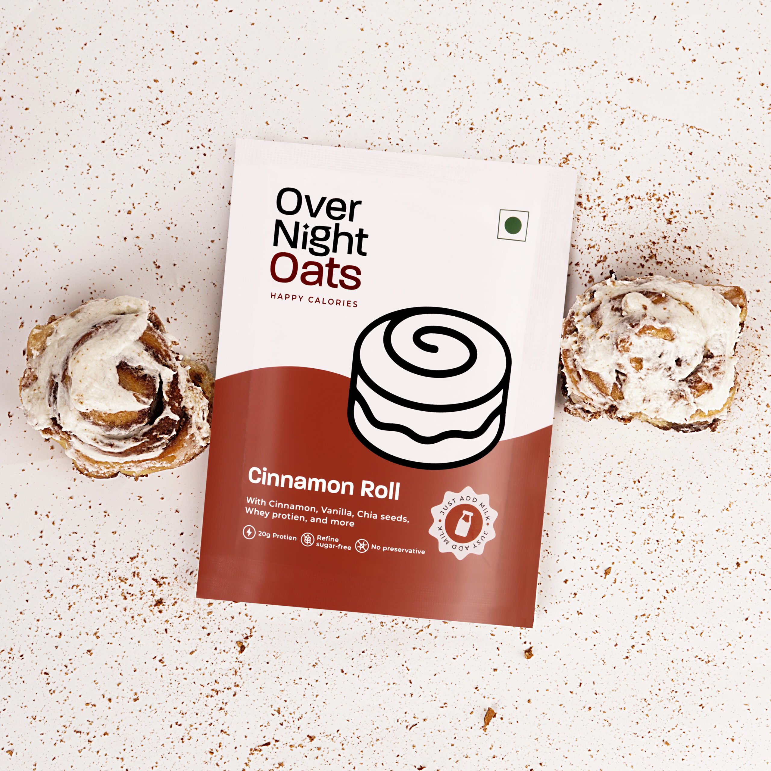 Overnight Oats 20gm High Protein, Refined Sugar Free, With Cinnamon, Vanilla, Chia Seeds, Whey Protein & more| Breakfast Cereals for Weight Management| (Cinnamon Roll, Pack of 5) - Image 2