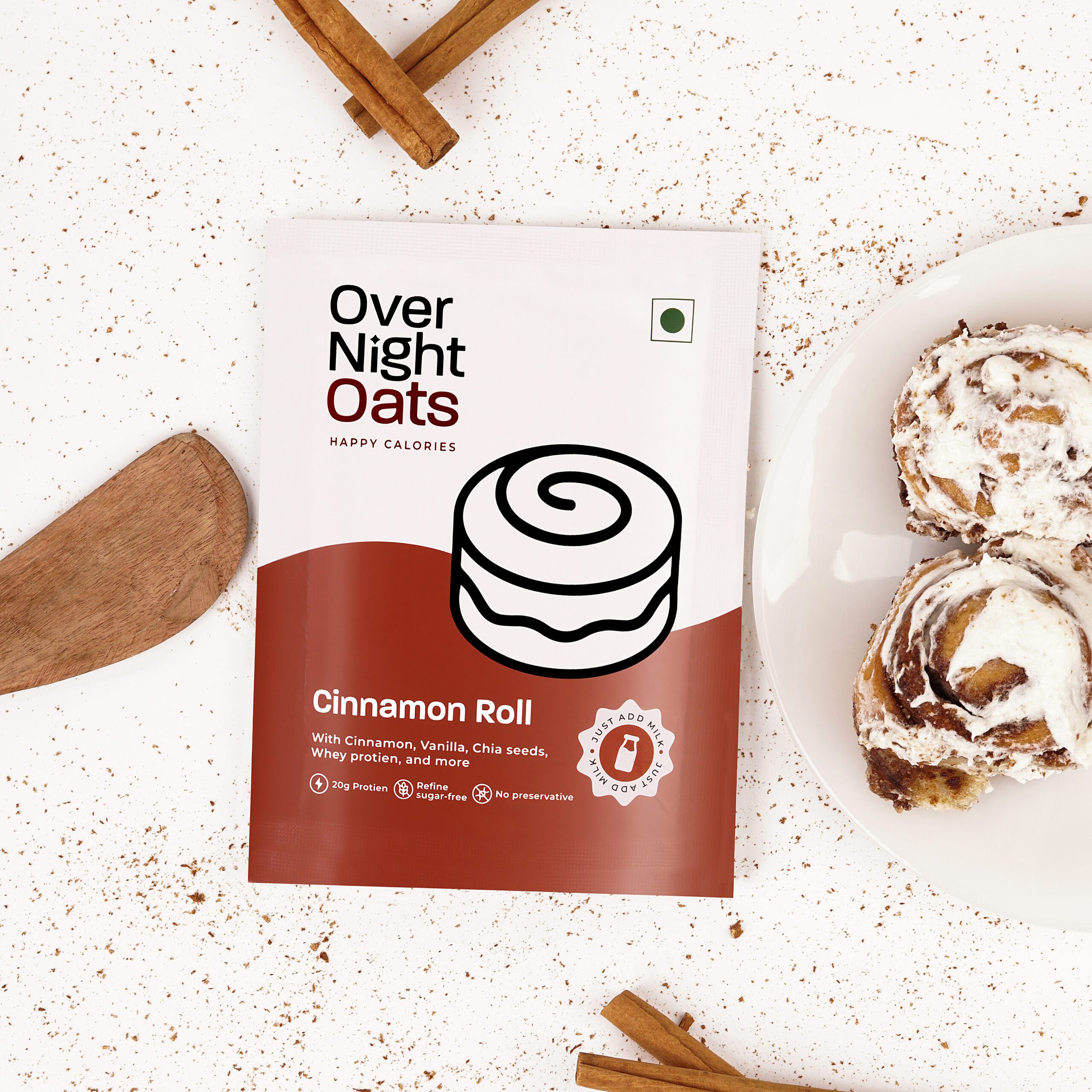 Overnight Oats 20gm High Protein, Refined Sugar Free, With Cinnamon, Vanilla, Chia Seeds, Whey Protein & more| Breakfast Cereals for Weight Management| (Cinnamon Roll, Pack of 5) - Image 5
