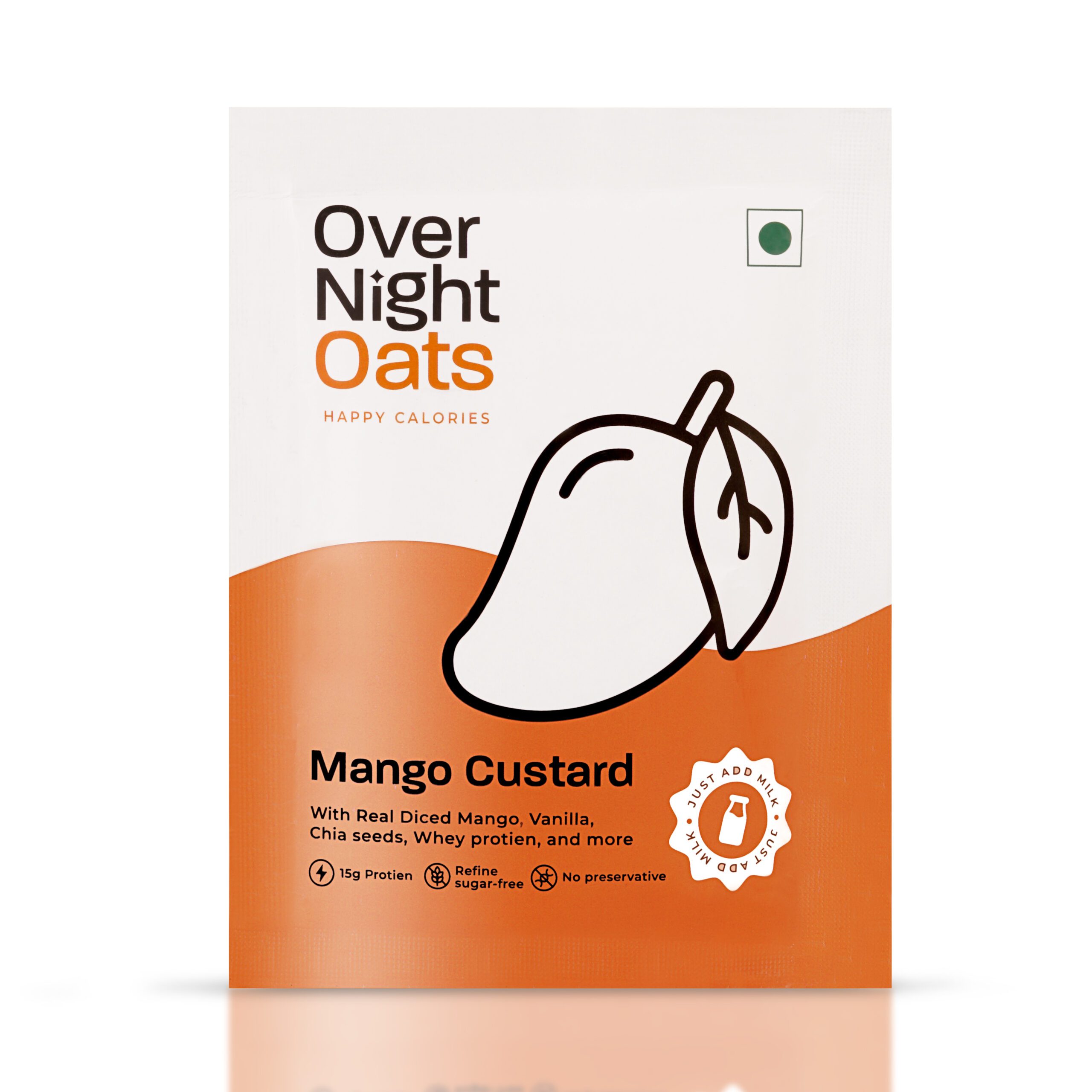 Overnight Oats 15gm High Protein, Refined Sugar-Free, Real Diced Mango, Chia Seeds, Whey Protein & more| Breakfast Cereals for Weight Management| (Mango Custard, 15grams Protein, Pack of 5) - Image 2