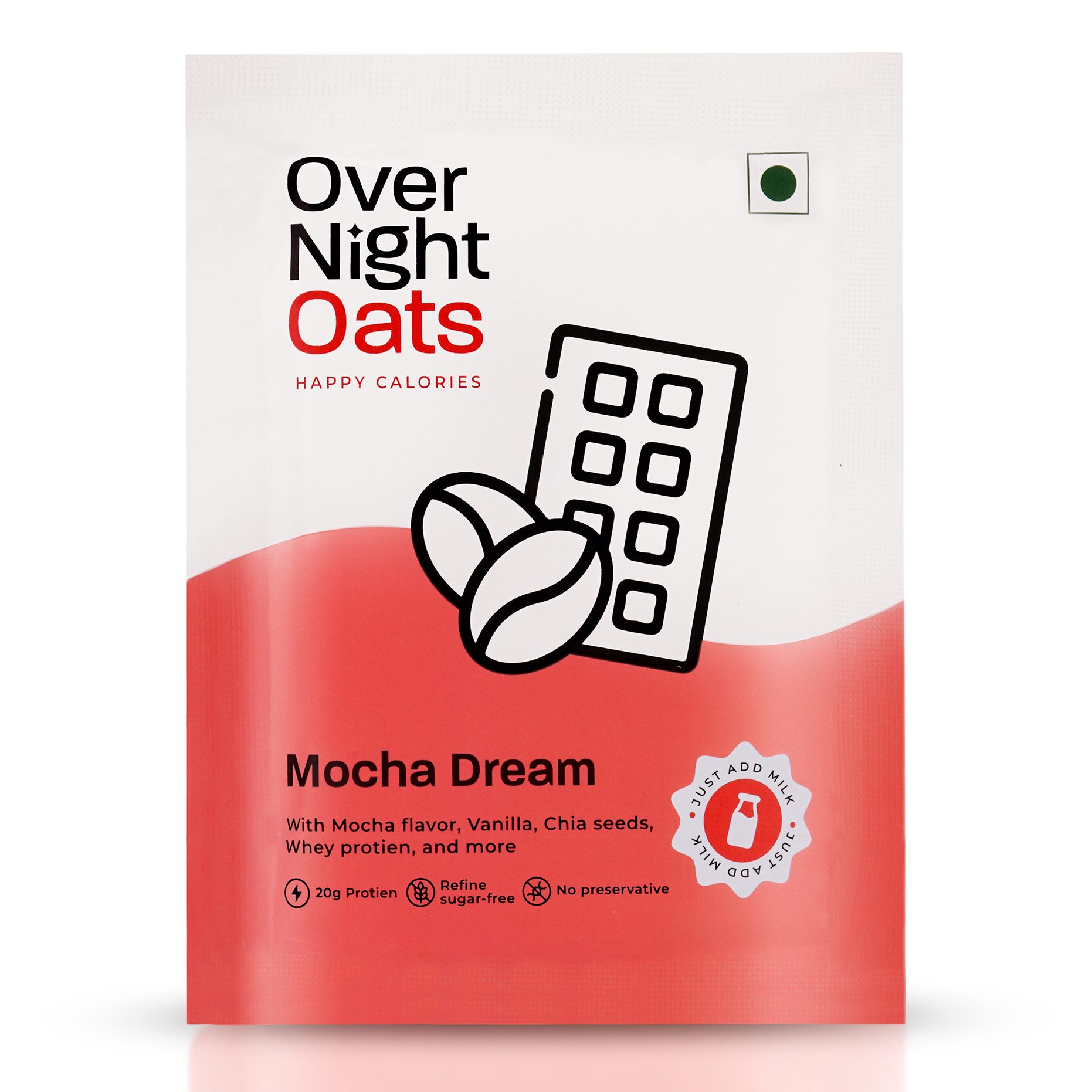 Overnight Oats High Protein, Refined Sugar Free, With Mocha Flavour, Vanilla, Chia Seeds, Whey Protein & more| Breakfast Cereals for Weight Management| (Mocha Dream, 20grams Protein, Pack of 5) - Image 2