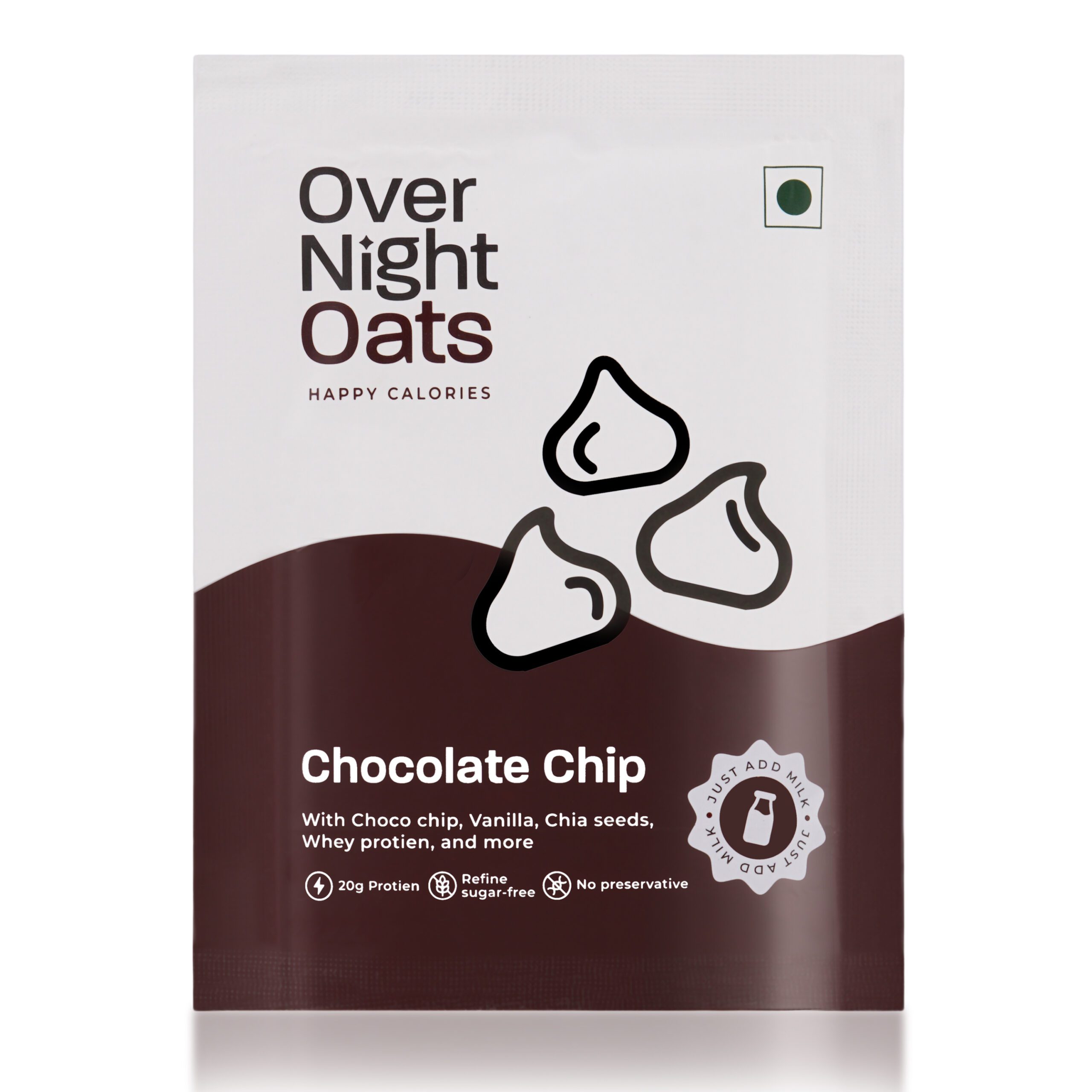 Overnight Oats 20gm High Protein, Refined Sugar Free, With Choco Chip, Chia Seeds, Whey Protein & more (Chocolate Chip, 85gm each)| Breakfast Cereals for Weight Management| Pack of 5 - Image 6