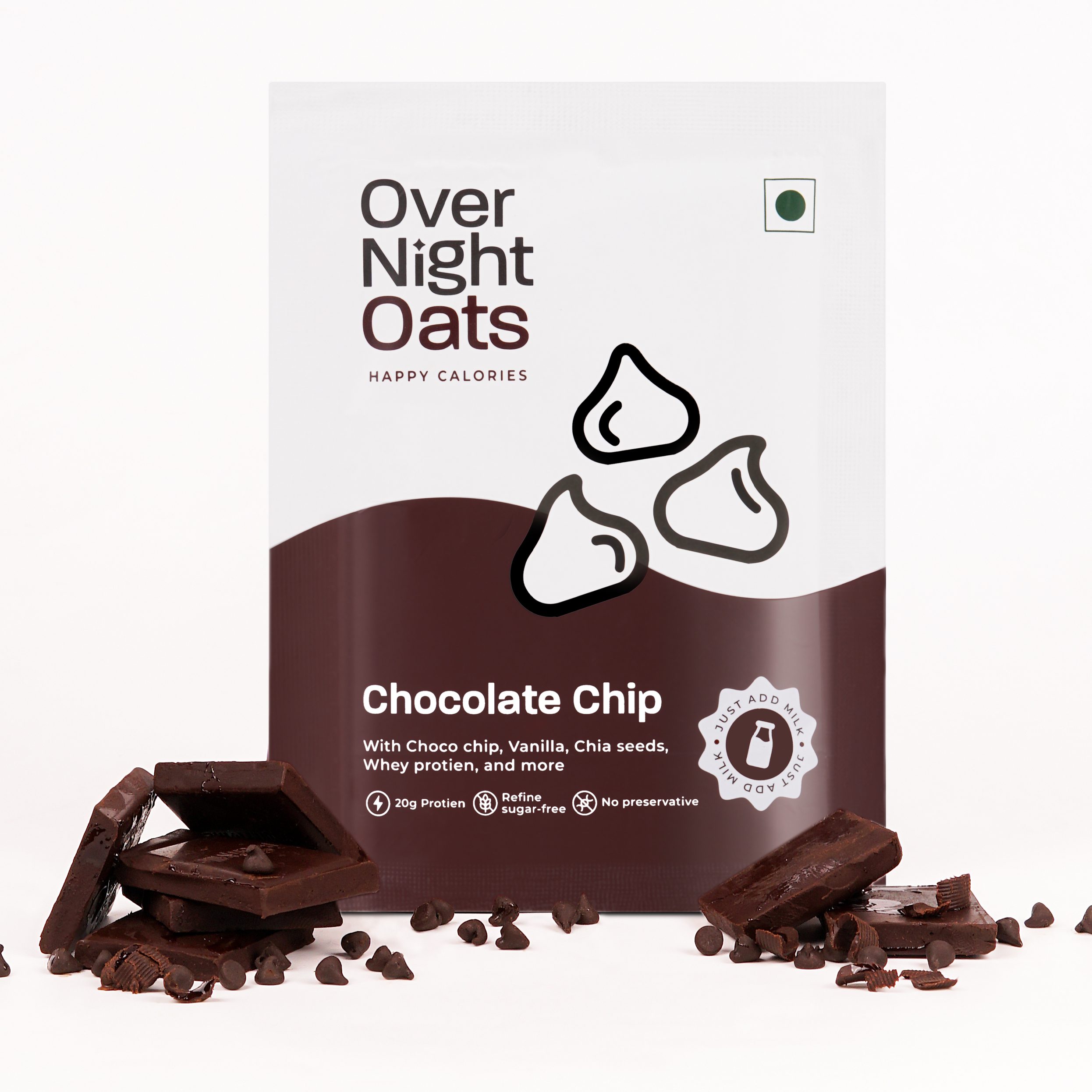 Overnight Oats 20gm High Protein, Refined Sugar Free, With Choco Chip, Chia Seeds, Whey Protein & more (Chocolate Chip, 85gm each)| Breakfast Cereals for Weight Management| Pack of 5 - Image 7
