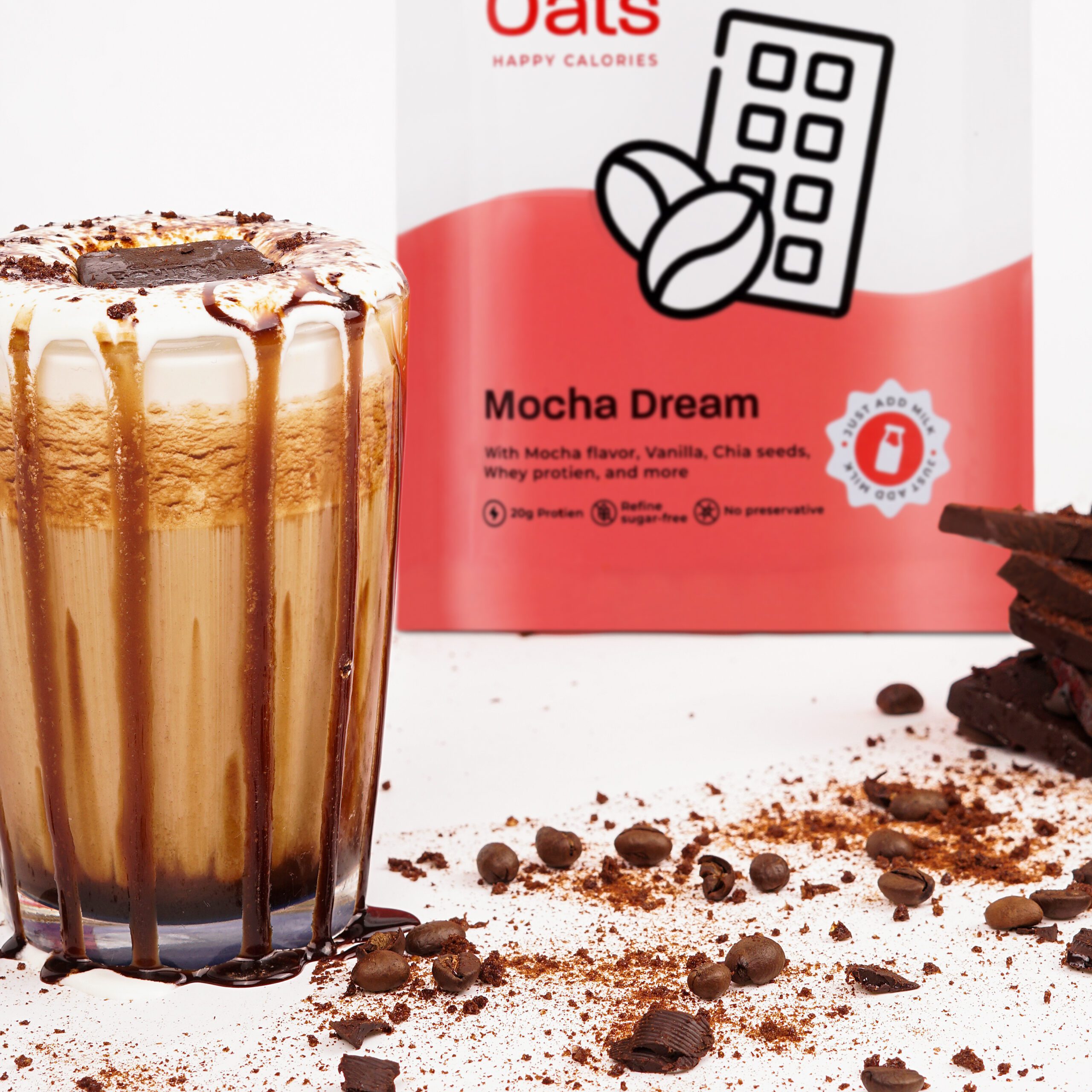 Overnight Oats High Protein, Refined Sugar Free, With Mocha Flavour, Vanilla, Chia Seeds, Whey Protein & more| Breakfast Cereals for Weight Management| (Mocha Dream, 20grams Protein, Pack of 5) - Image 5