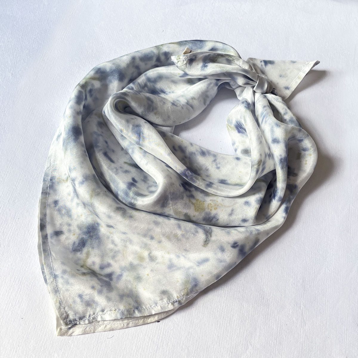 Eco-printed Silk Bandana - Blue