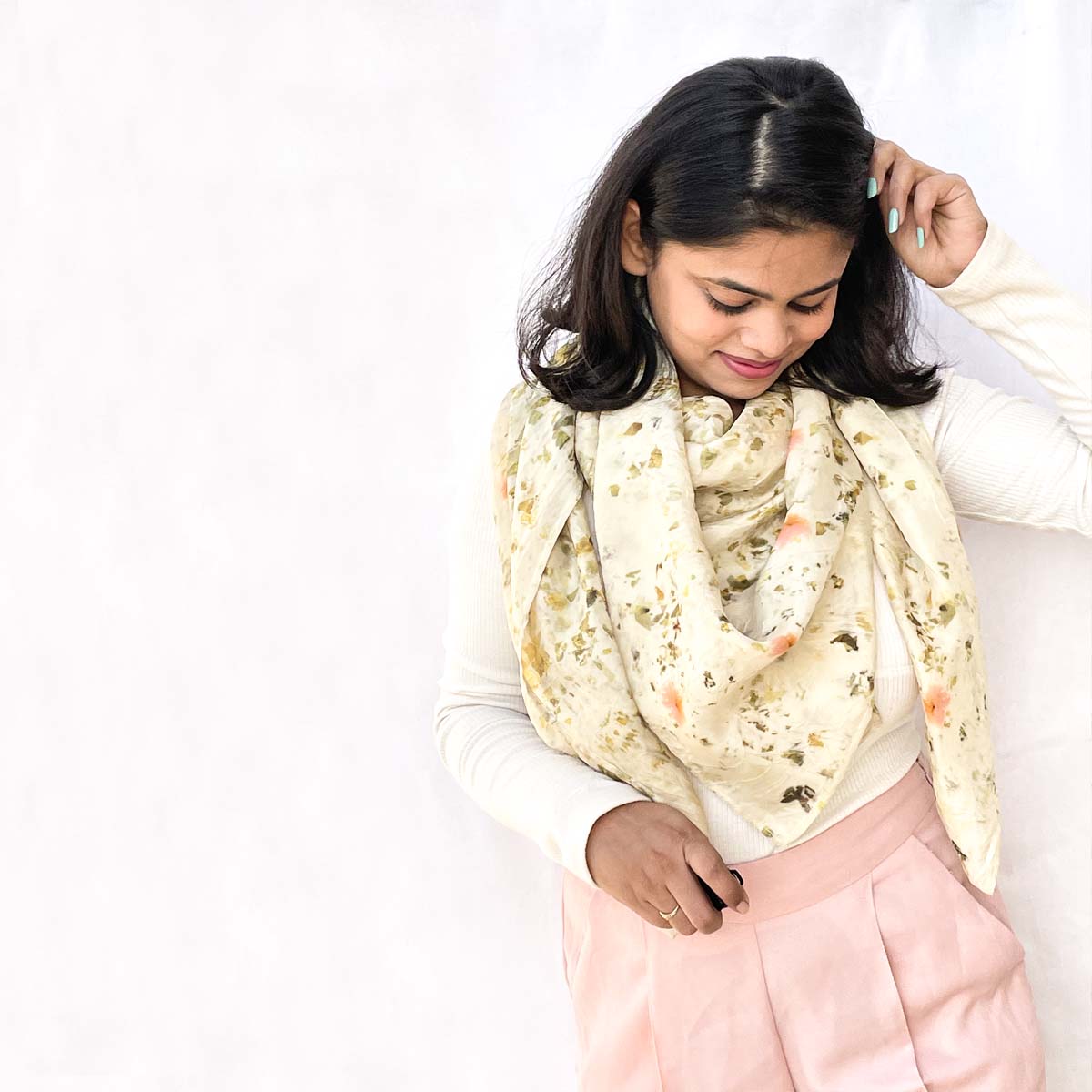 Basil Silk Square Scarf - Image 3