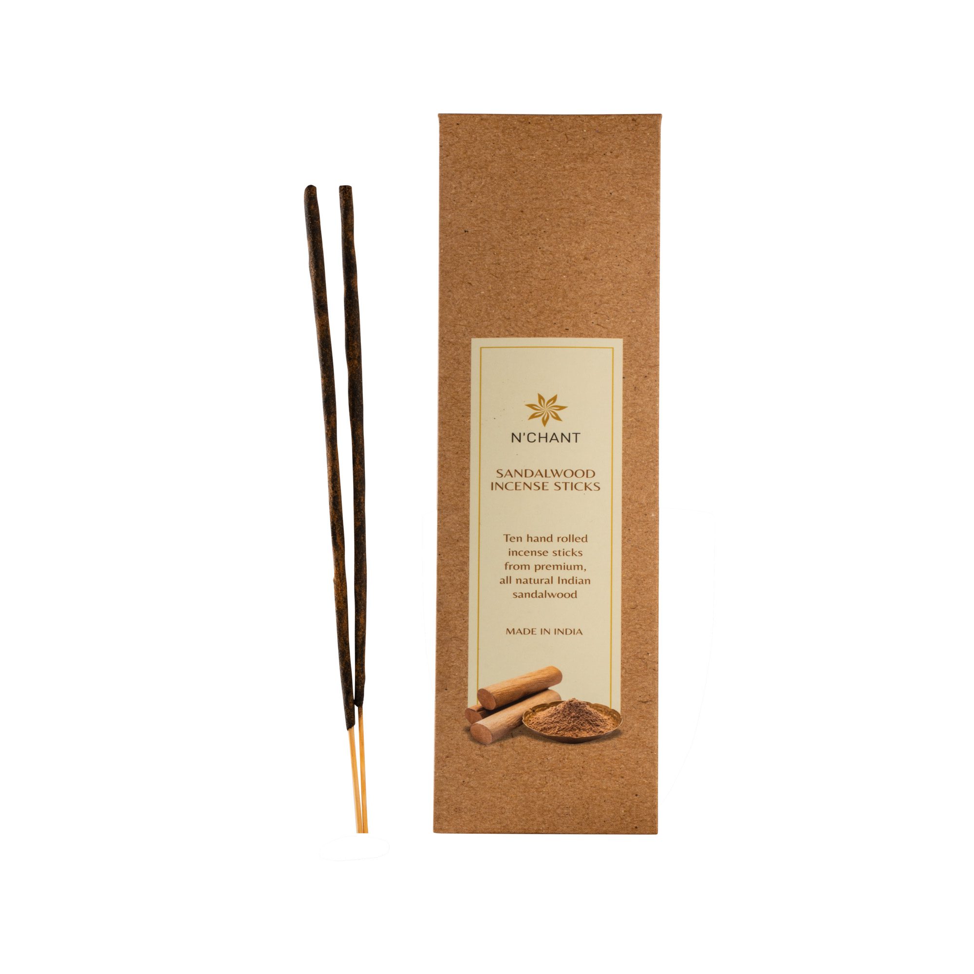 N'Chant Pure Sandalwood Incense Sticks for Meditation, Rituals, and Relaxation -10 sticks