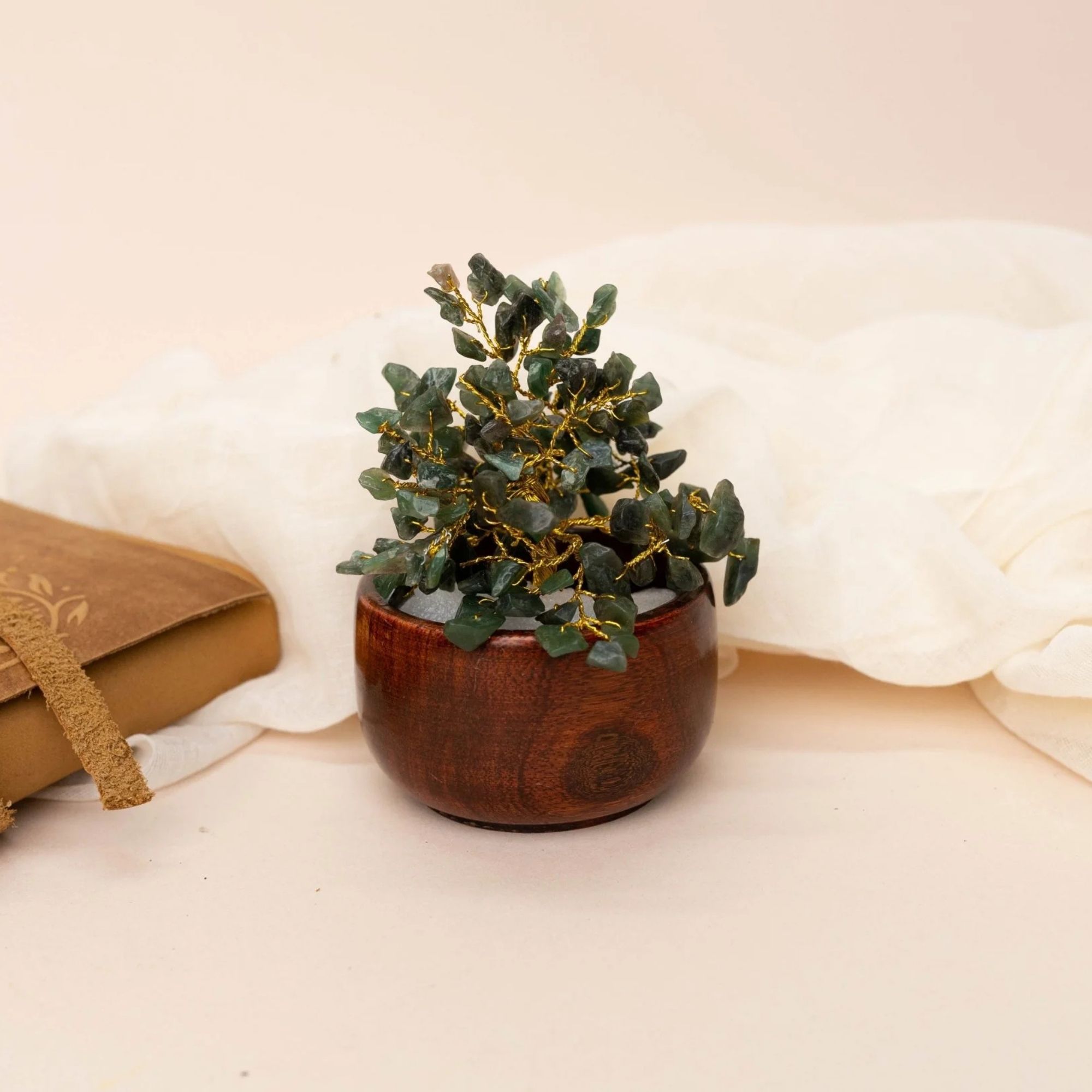 Green Aventurine Crystal Tree with Wooden Base 150 beads