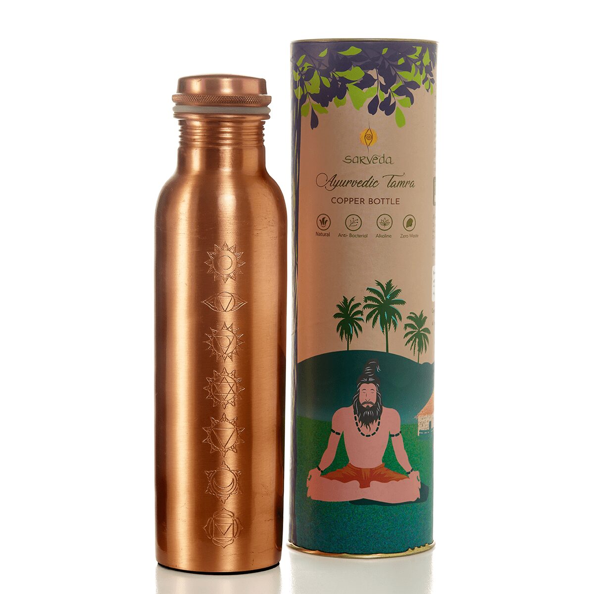 Sarveda 7 Chakra Gold Copper Water Bottle 1 Litre