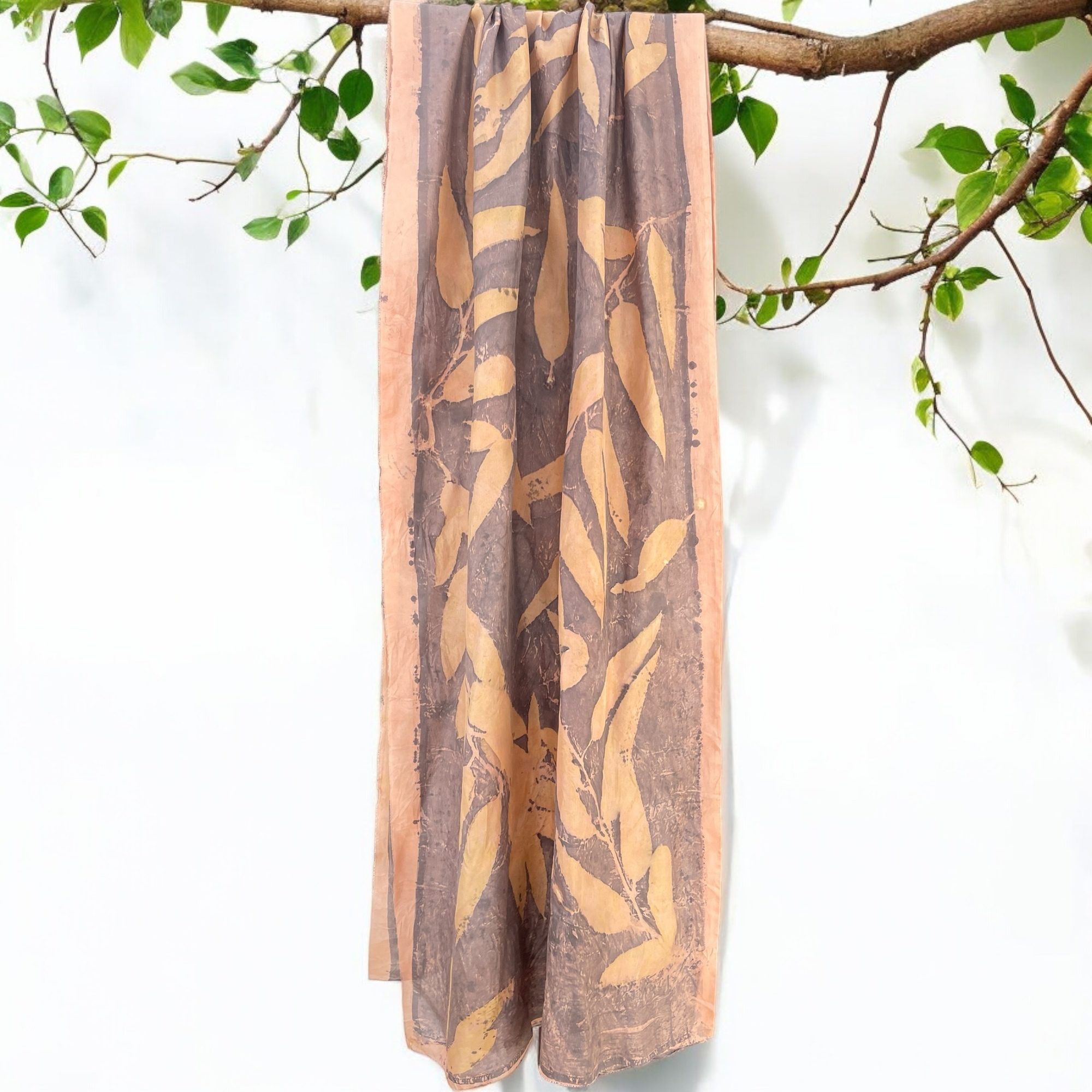 Earthy Hues: Eco-Printed Silk Stole