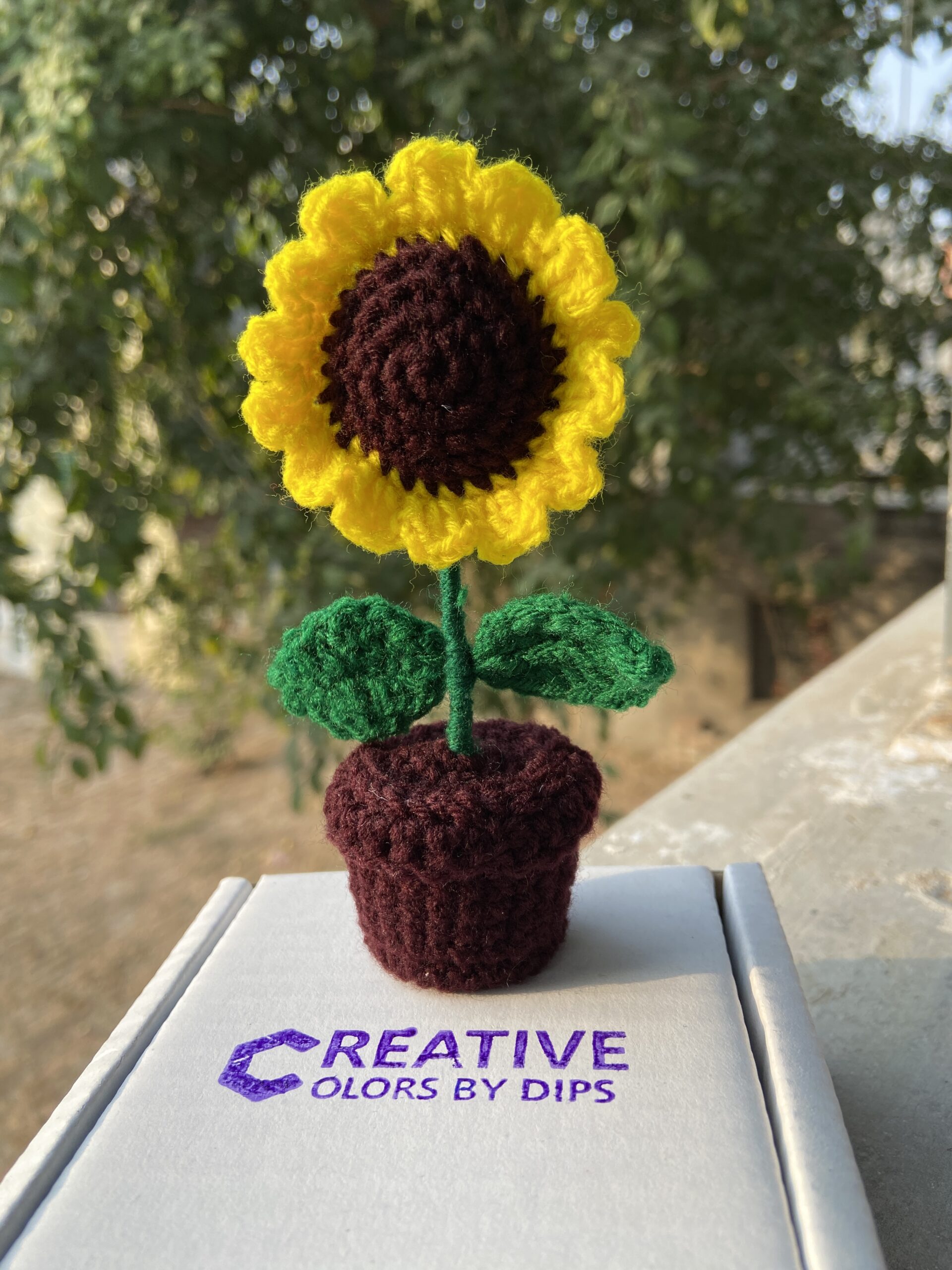 Handmade Crochet Sunflower in Pot – Desk Décor Gift
