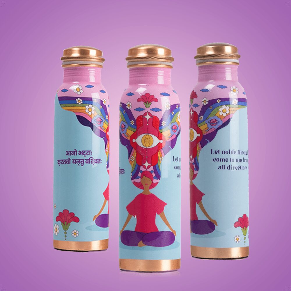 Sarveda Artistically Designed Copper Bottles | Pink and Positive - Image 4