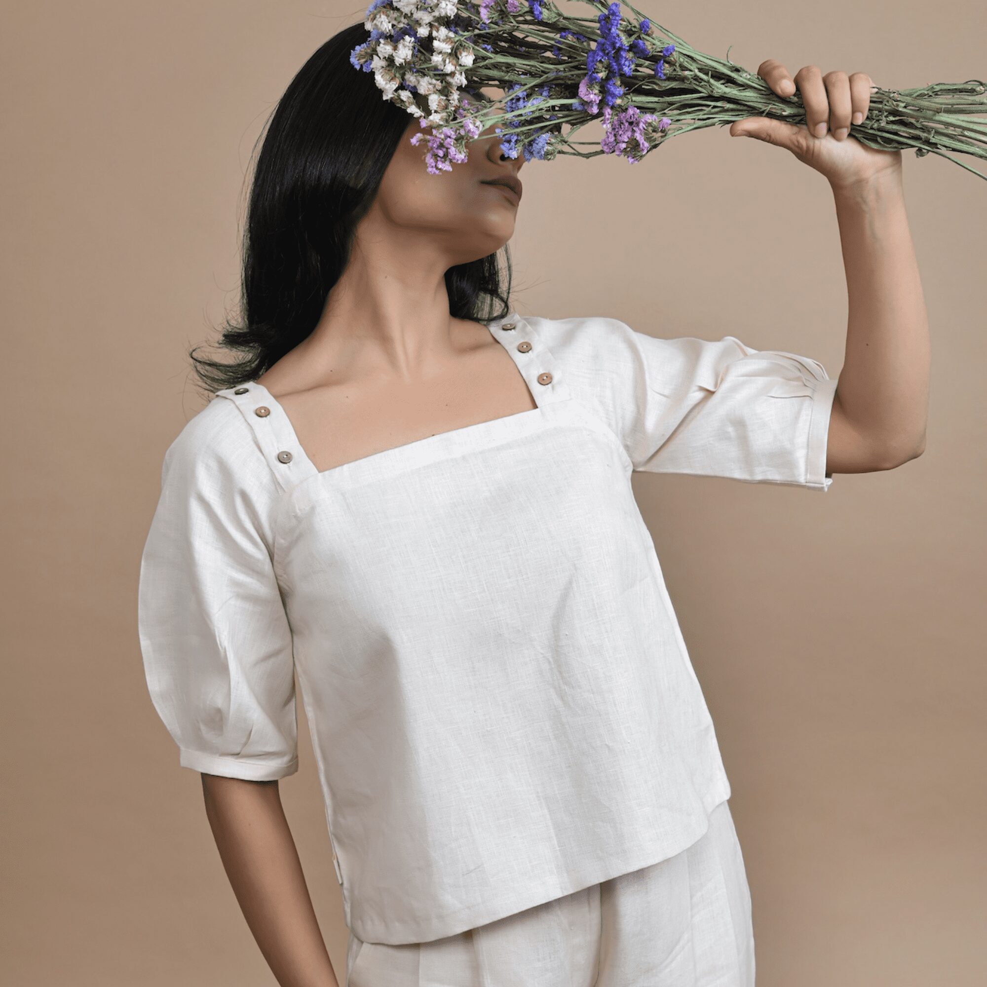 Detachable Sleeve Hemp Top | Multi-functional fashion | Peach