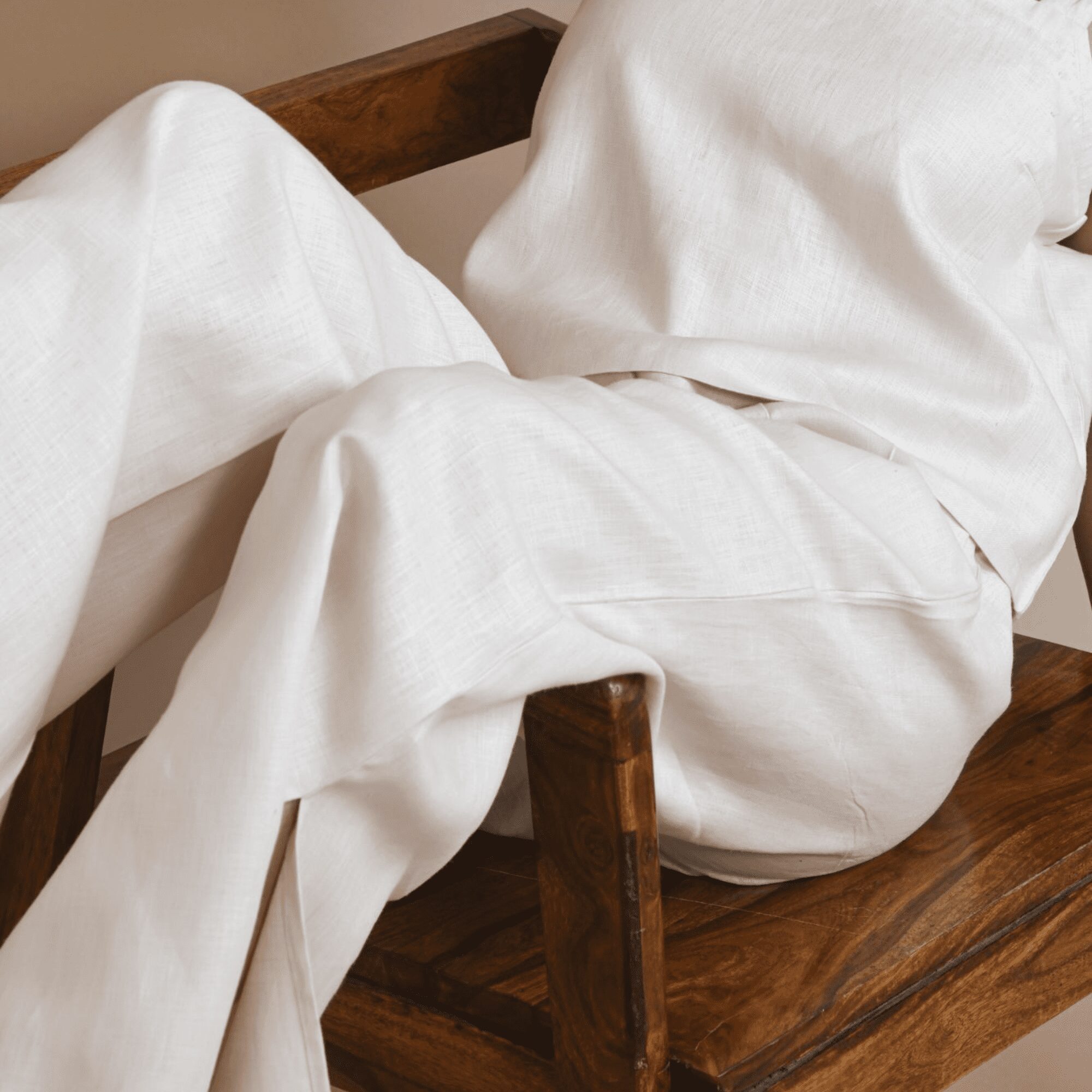 Breathable Hemp Slit Flare Trousers | Peach