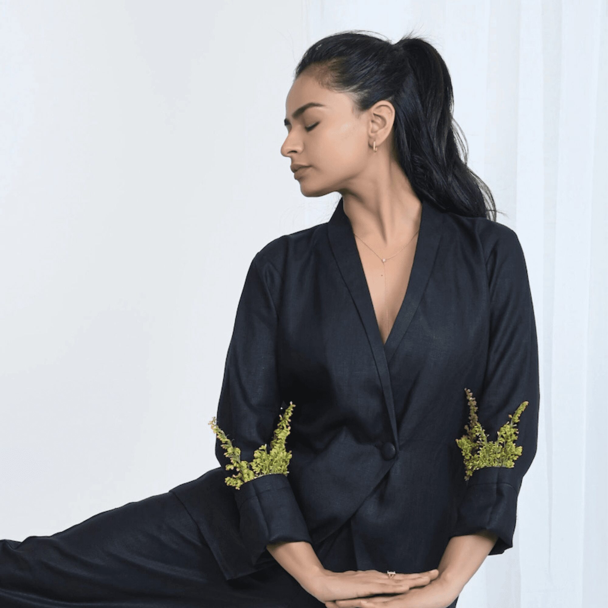 Breathable Hemp Blazer Overshirt | Truffle Black