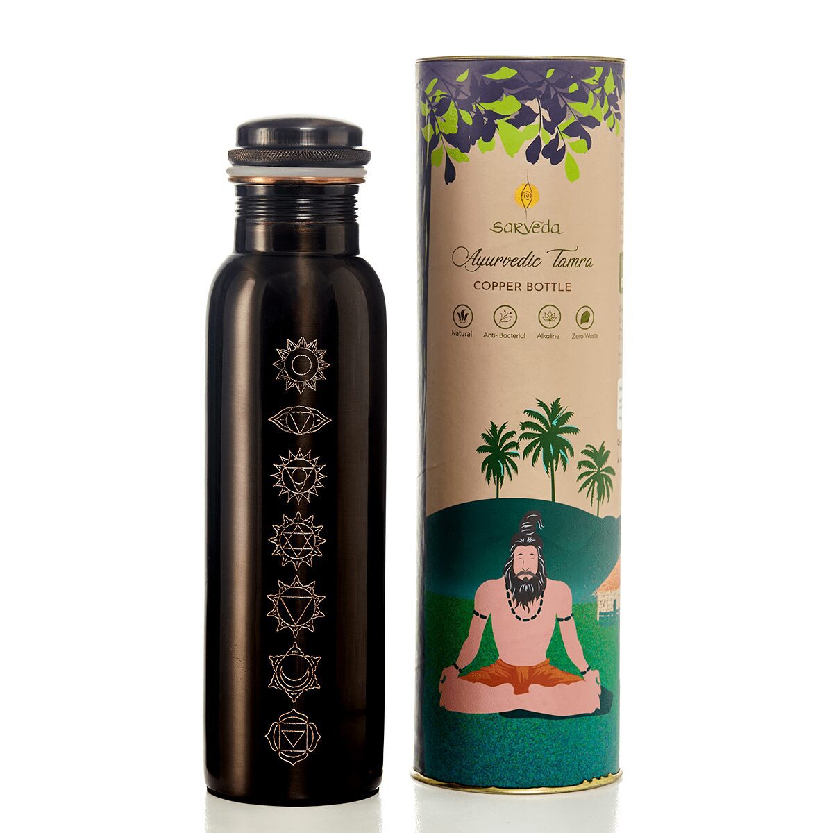 Sarveda 7 Chakra Vintage Copper Water Bottle 1 Litre
