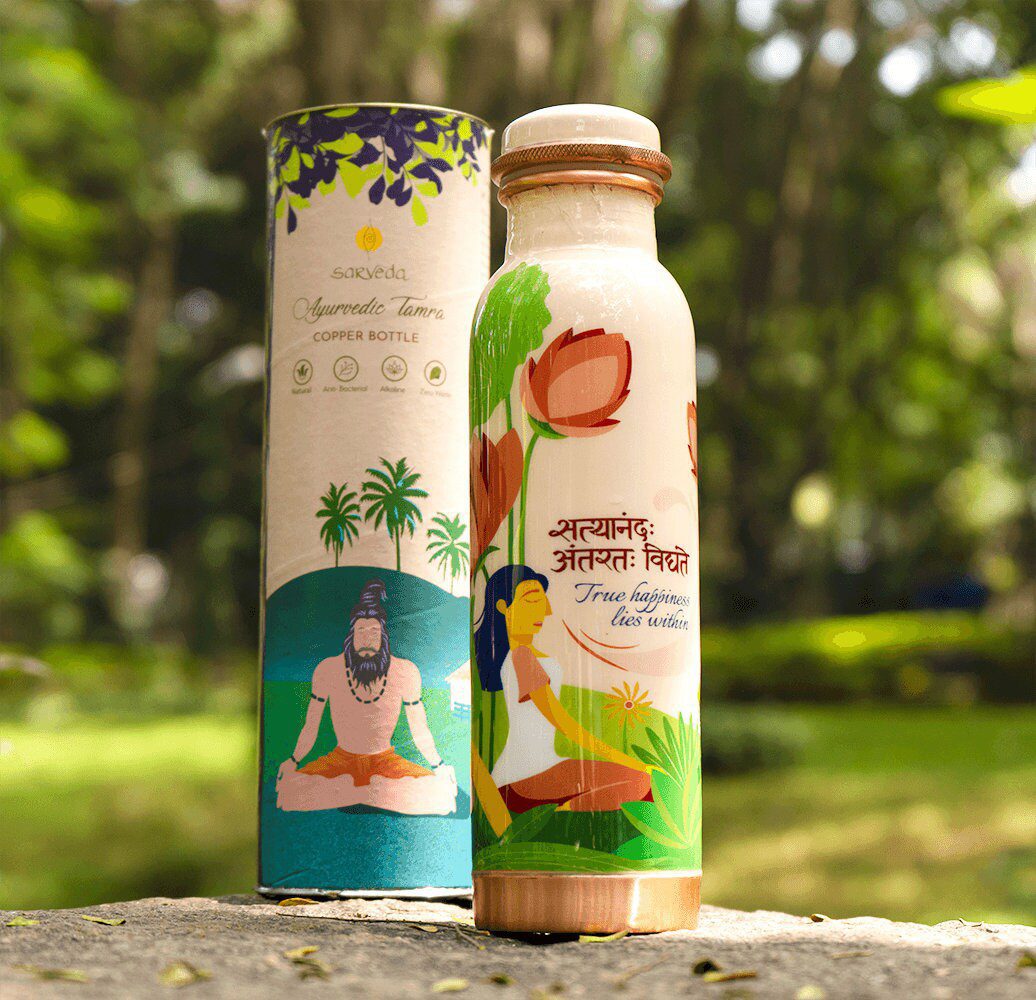 Sarveda Artistically Designed Copper Bottles | Happiness is Inside