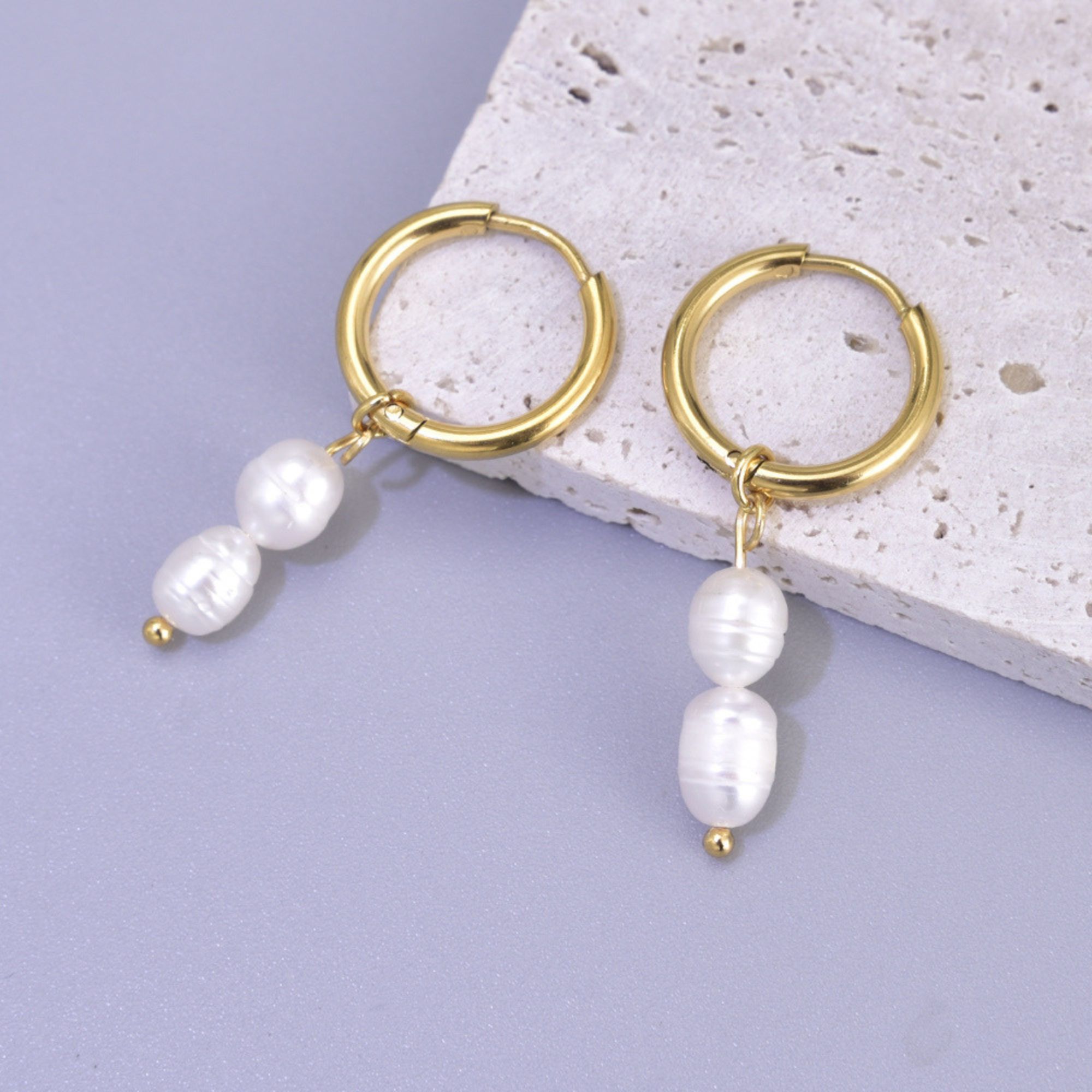 Double Pearl Earrings 
