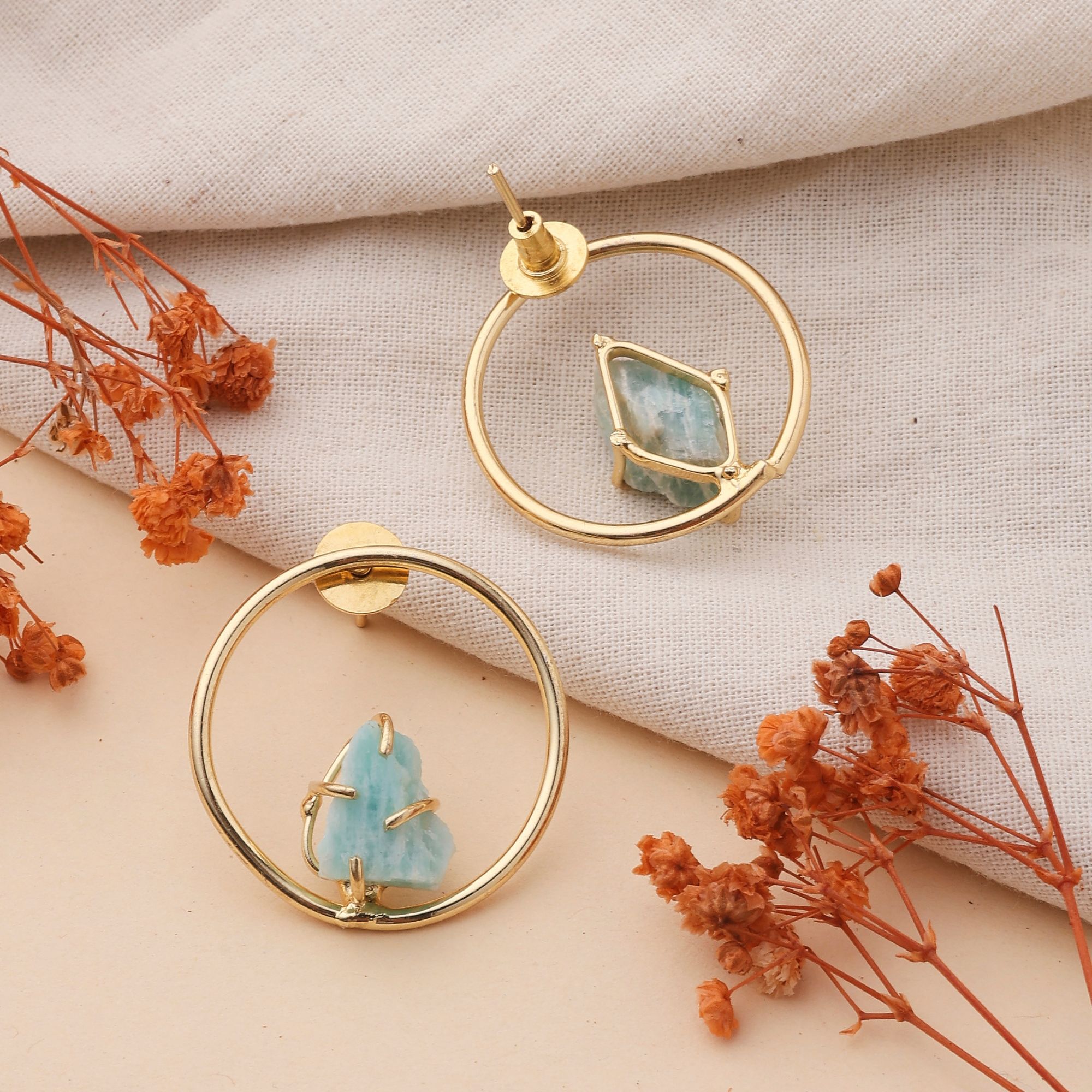 Round Amazonite Stone earrings - Image 3