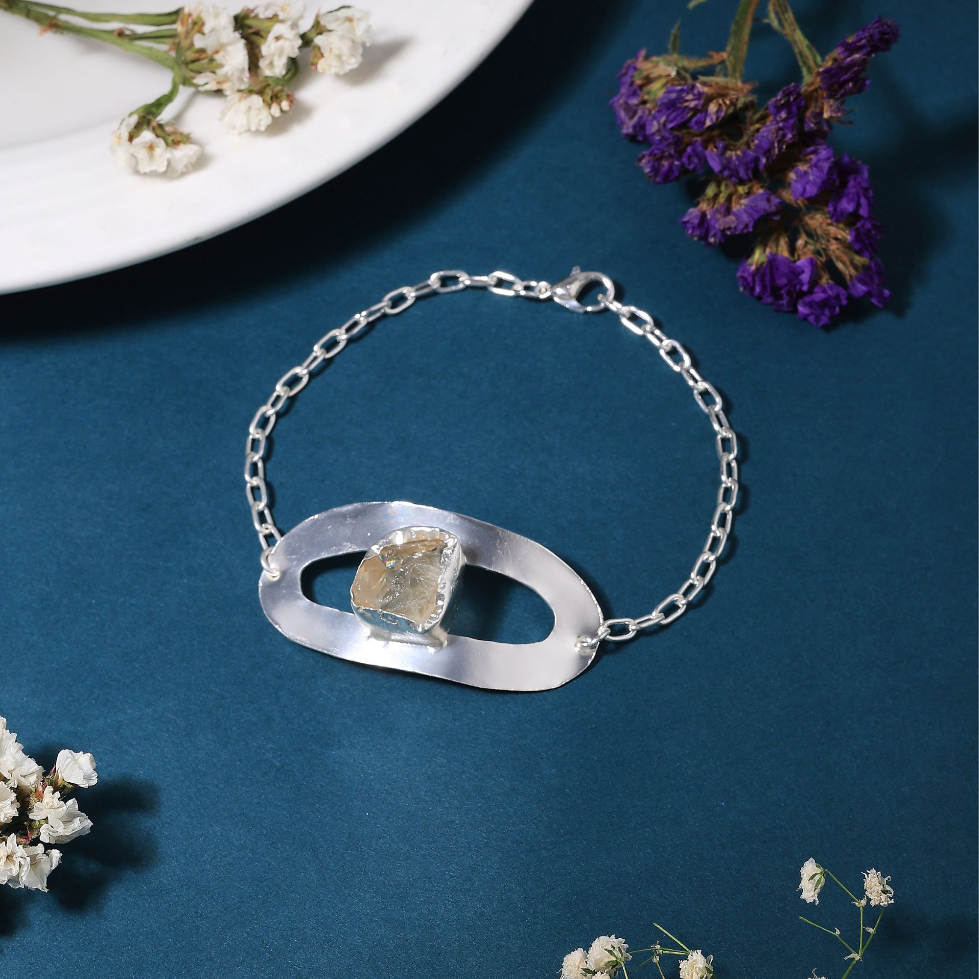 Silver Lemon Stone Bracelet