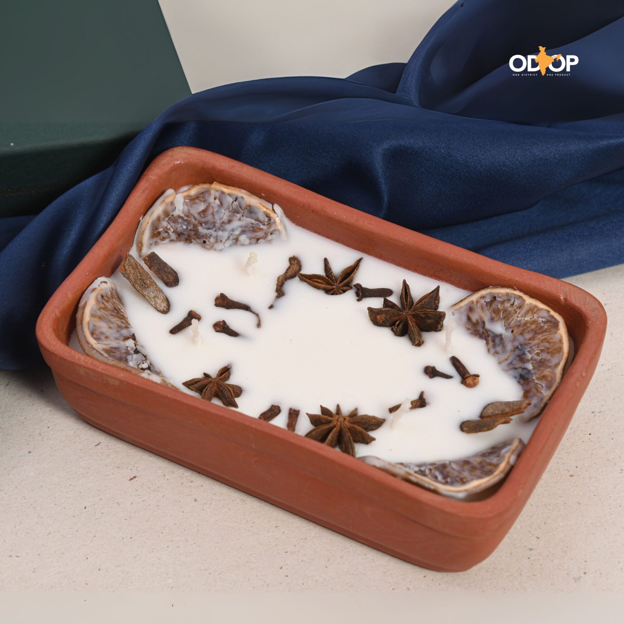 Spice Route Hand Poured Soy Candle, 4 Wicks in Terracotta Bowl