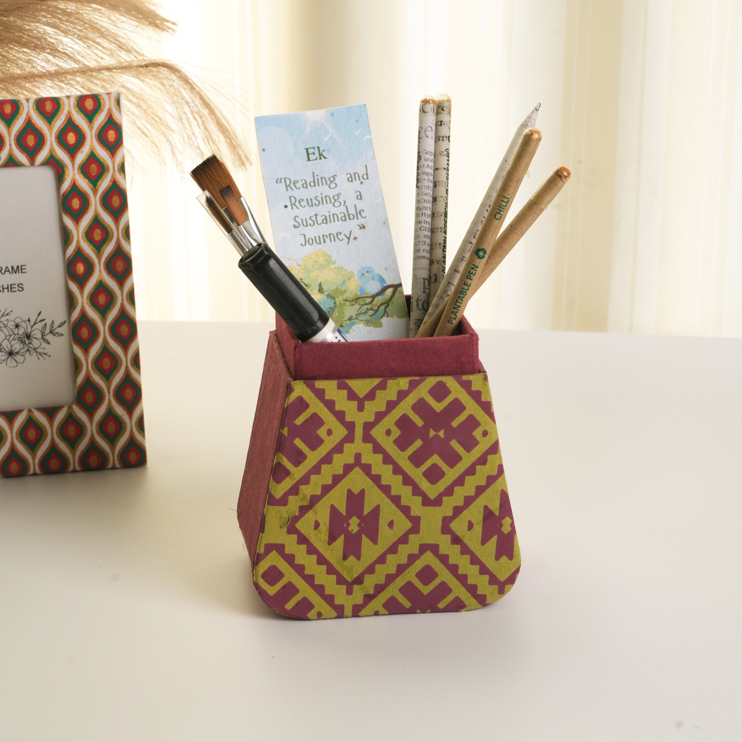 Handmade Paper Pen Stand | Eco-Friendly Desk Organizer - Image 3