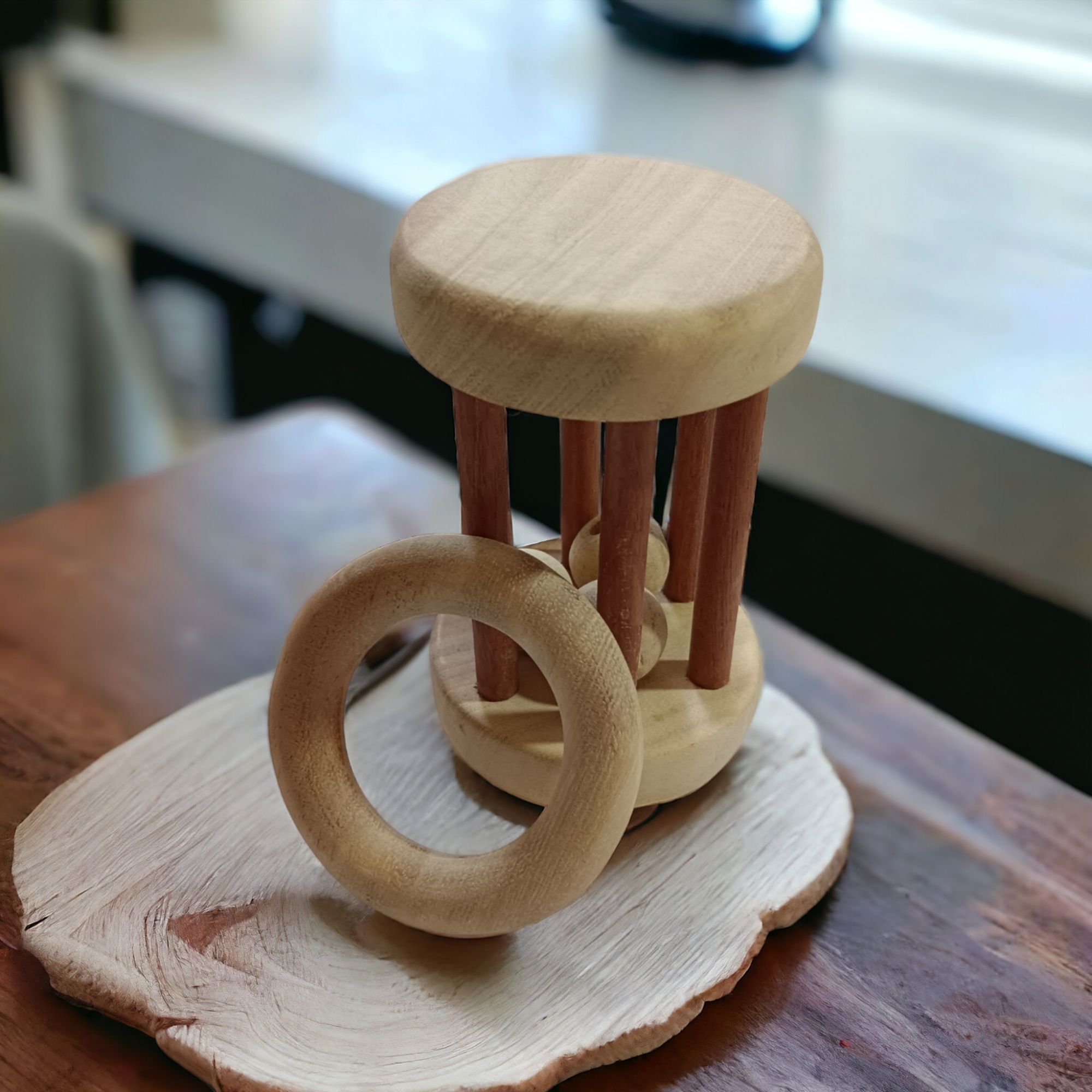 Neem Wooden Tumbler Rattle & Ring Teether