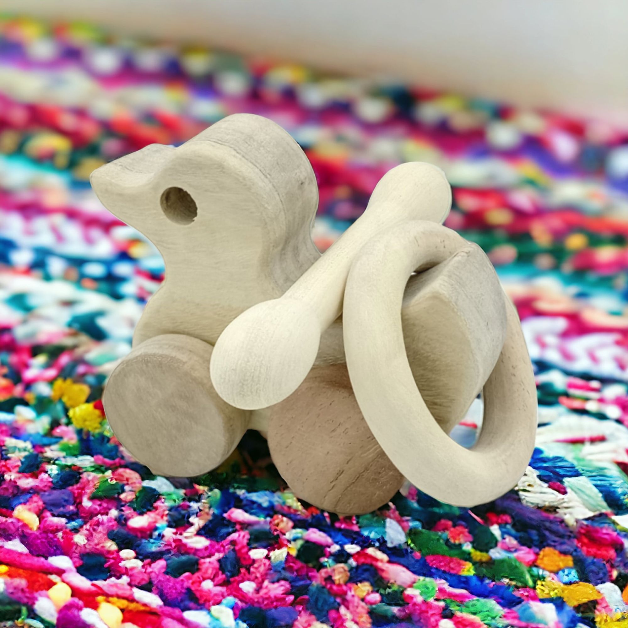 Organic & Healthy Pull Toy & Teethers - Duck, Ring & Dumbbell Shapes