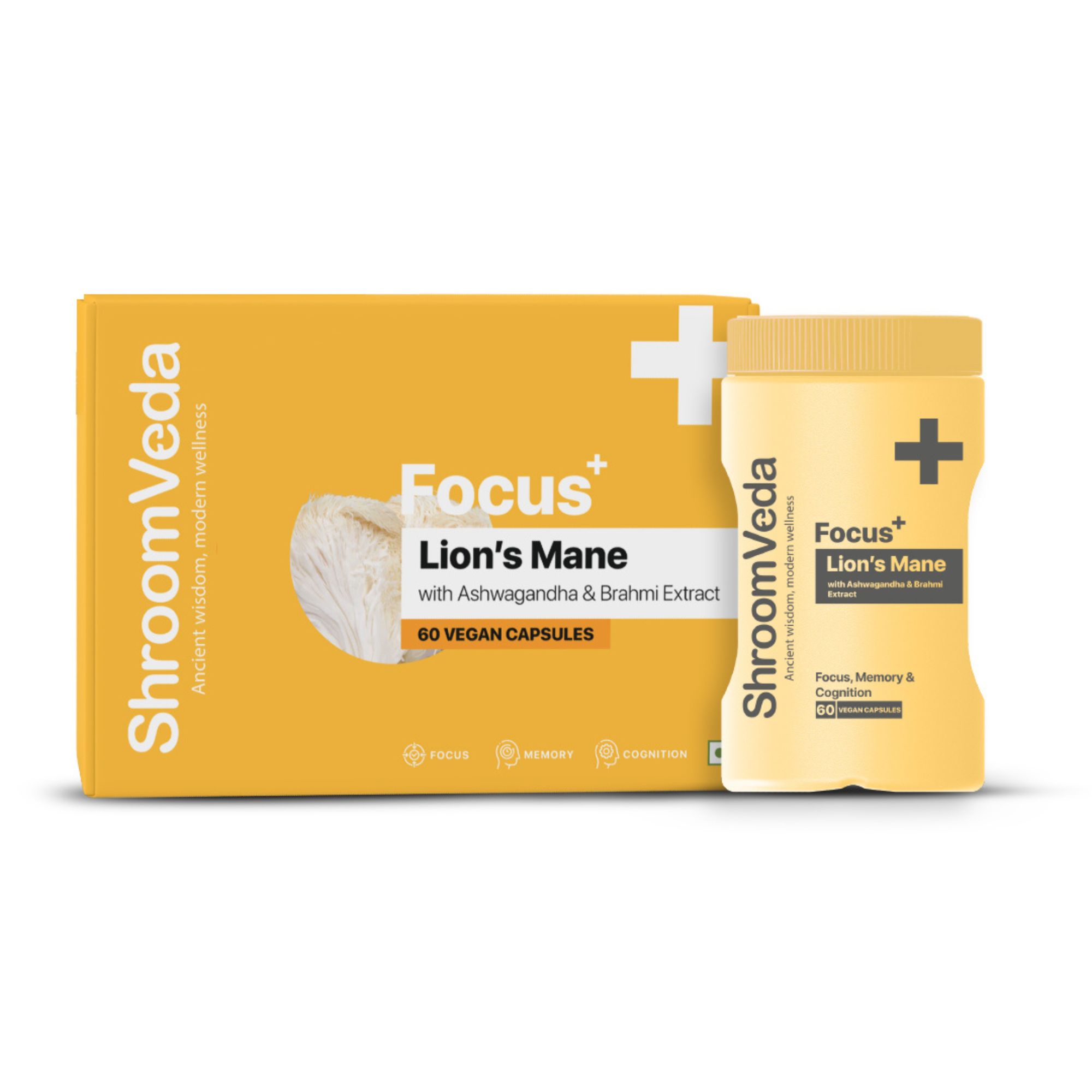 ShroomVeda Focus+ Lion’s Mane Capsules | 800mg Lion’s Mane Extract