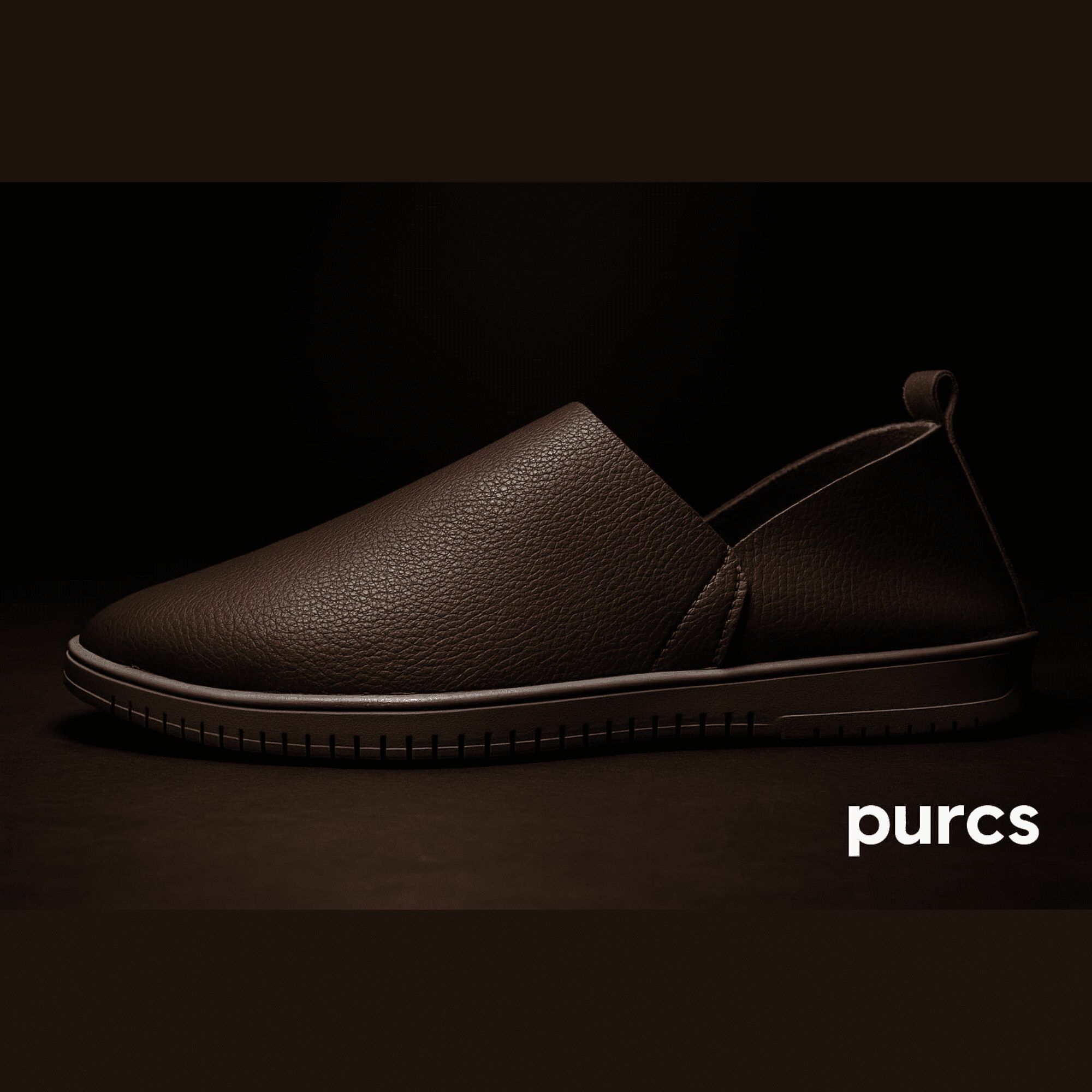 Purcs Charbrown Vegan Leather Men Slip-Ons
