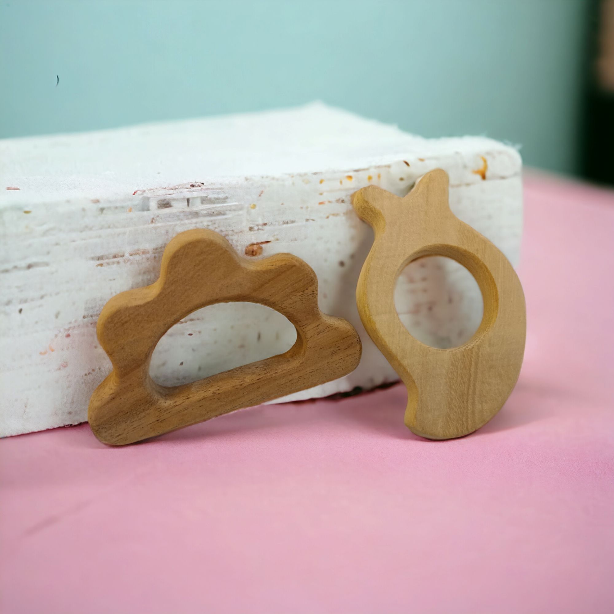 Anti-Bacterial Neem Wooden Teethers of Shapes - Mango & Cloud