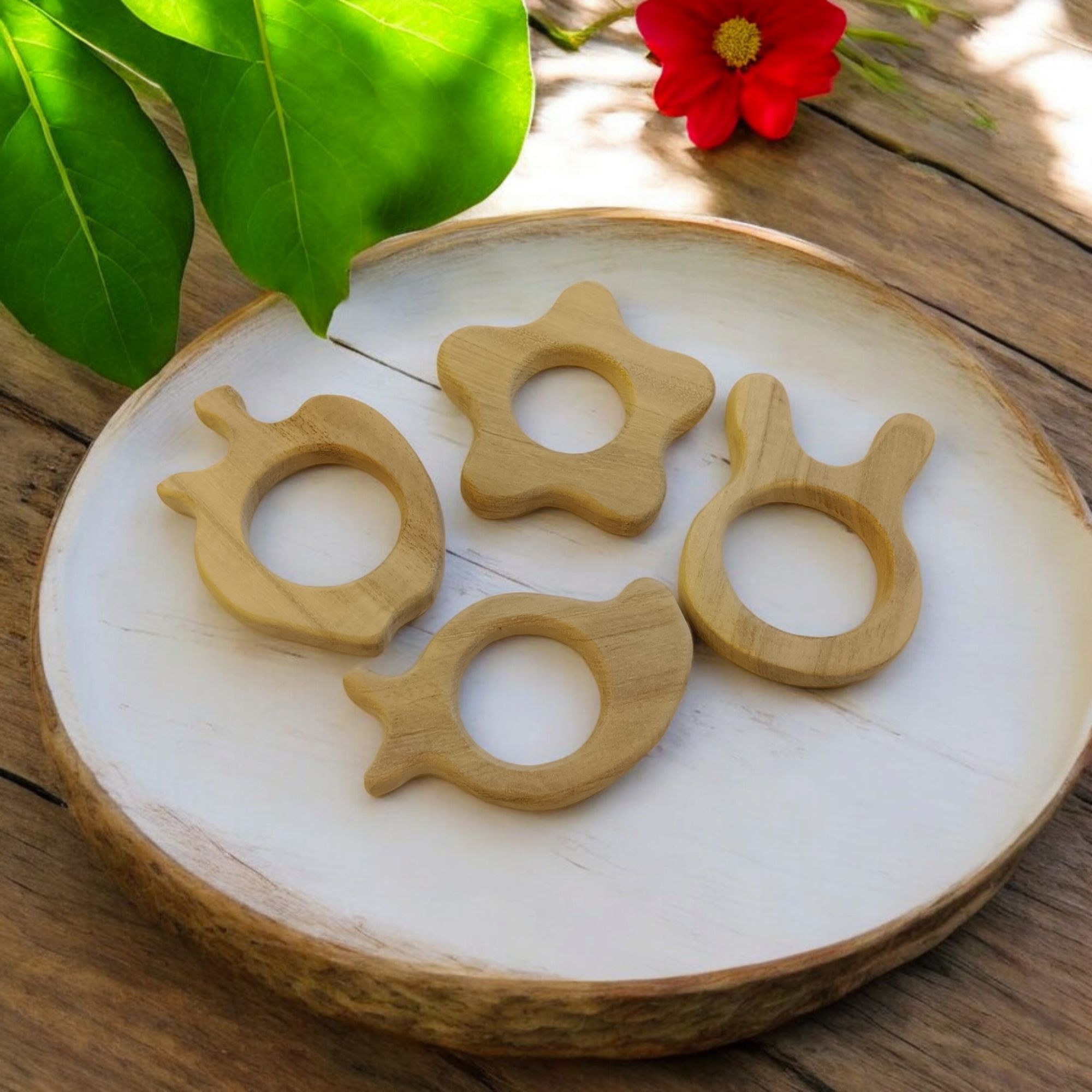 100% Pure Neem Wooden Teethers For Babies Of Age 0 To 3 Years | Apple, Mango, Flower & Bunny Shapes - Image 4