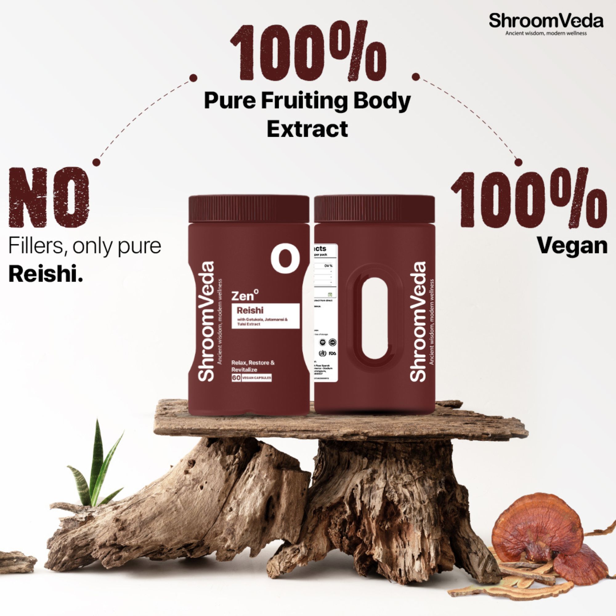 ShroomVeda ZEN Reishi Capsules| 800mg Reishi - Image 3
