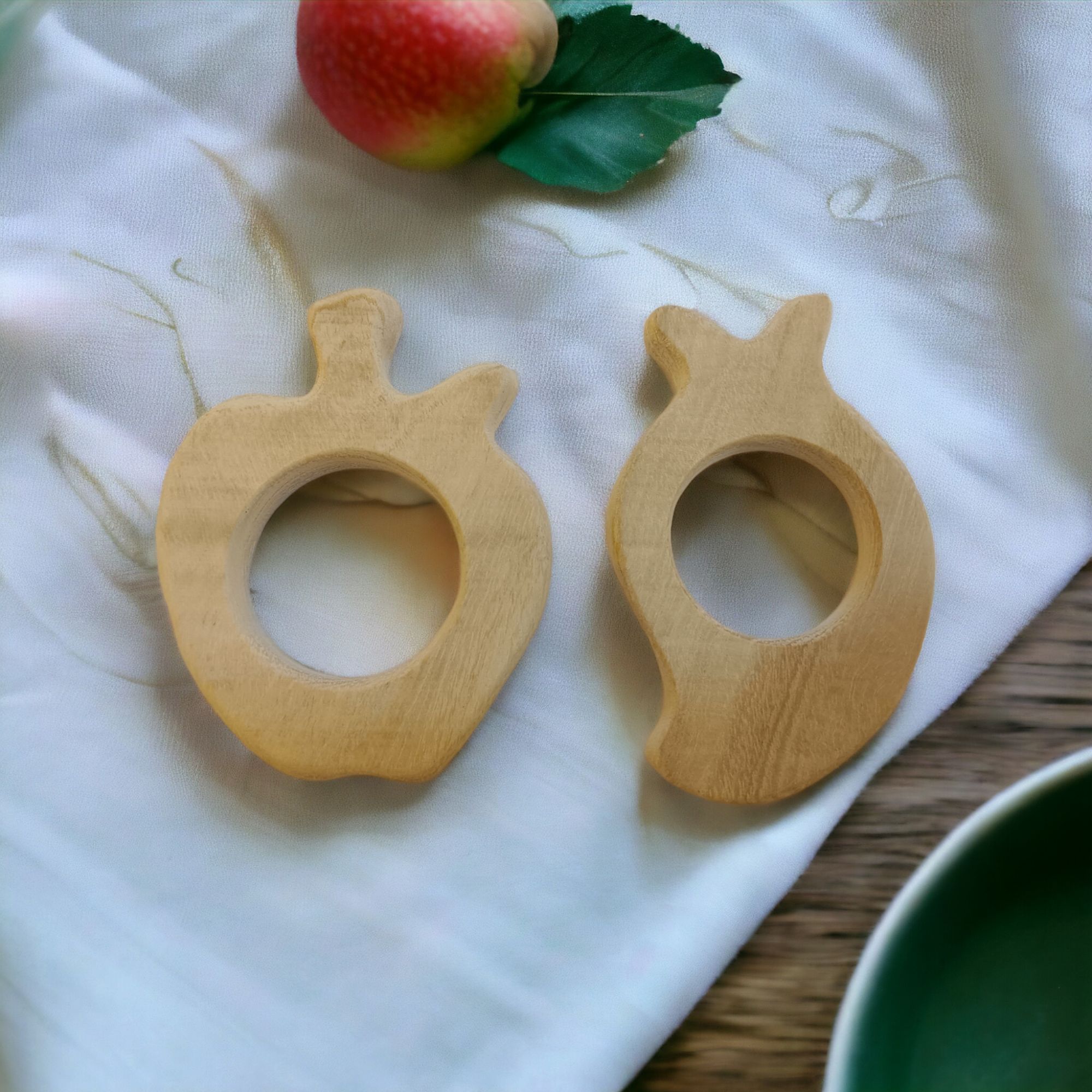 Beautiful Neem Wooden Teethers- Apple & Mango Shapes