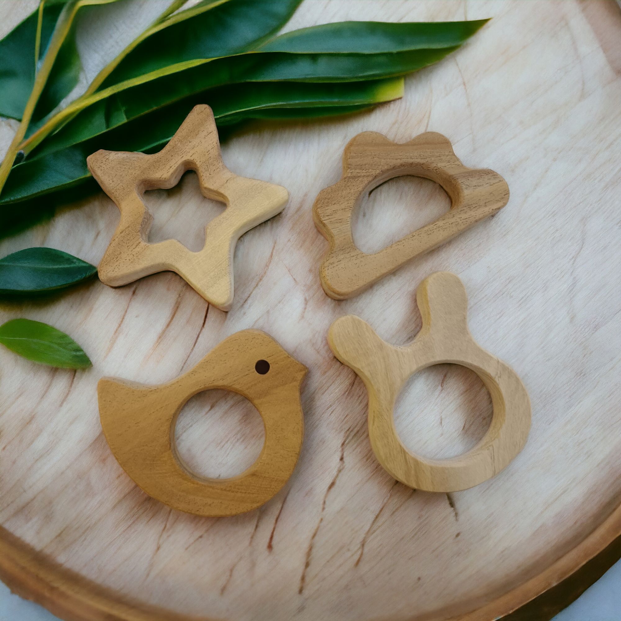 Neem Wooden Teethers For Babies Of Age 0 To 3 Years | Star,Cloud,Dove&Bunny Shapes