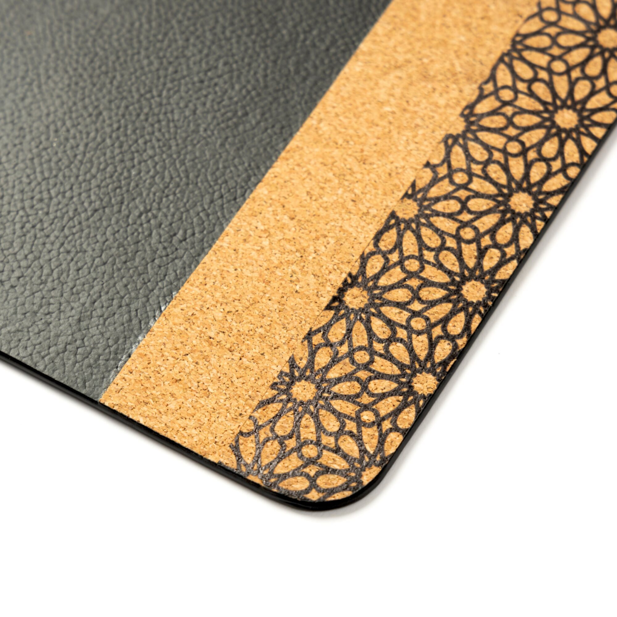 Green Hermitage Mouse Pad | Vegan Leather & Cork, Rectangular (Black & Cork) - Image 4