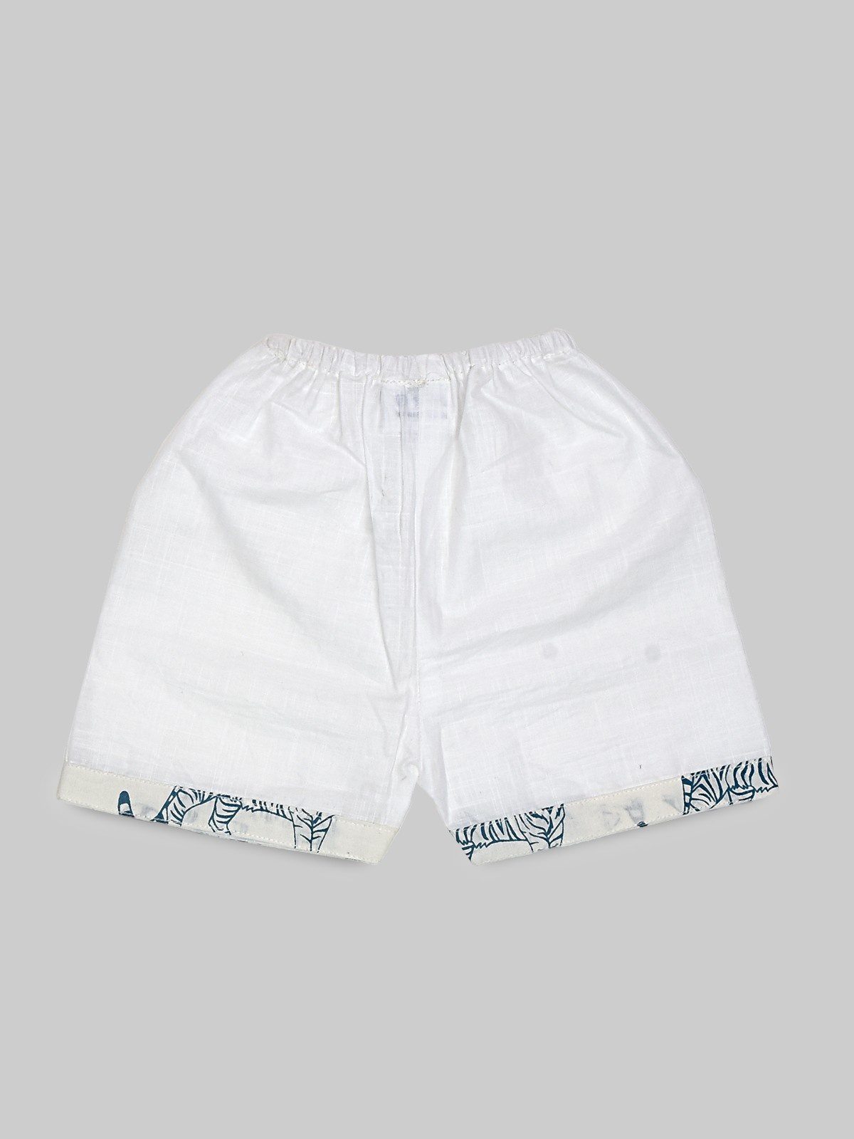 White Hand Block Tiger Design Cotton Shirt Pant Set - Image 4