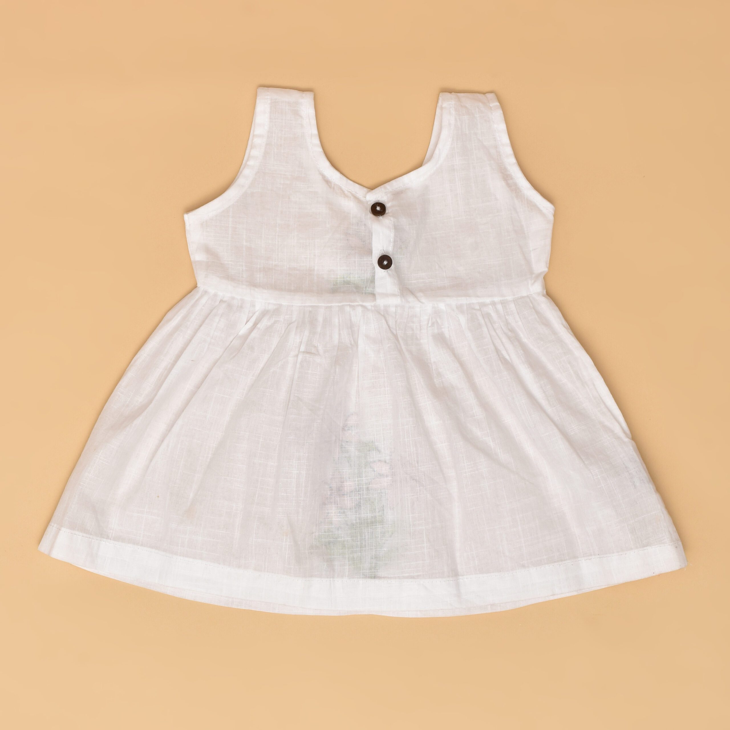 White Cotton Baby Dress with Lily Design Hand Embroidery - Image 2