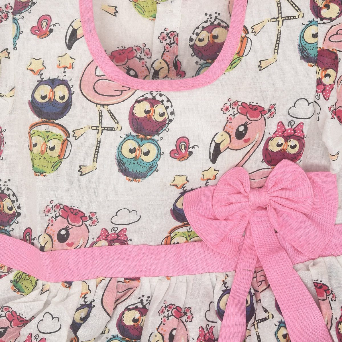 White Flamingo Design Printed Cotton Dress - Image 3