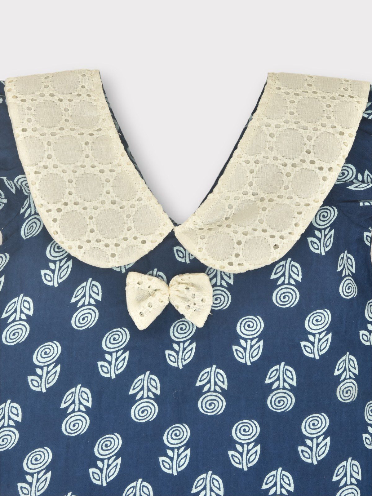 Indigo Printed Rose Design Cotton Dress - Image 2