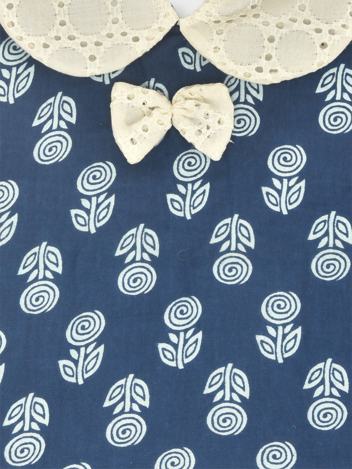 Indigo Printed Rose Design Cotton Dress - Image 3